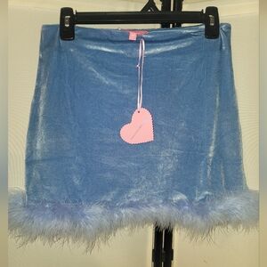 Bundle Of 2 Dolls Kill Sugar Thrillz Blue/Purple Skirts w/ Faux Fur Trim Medium